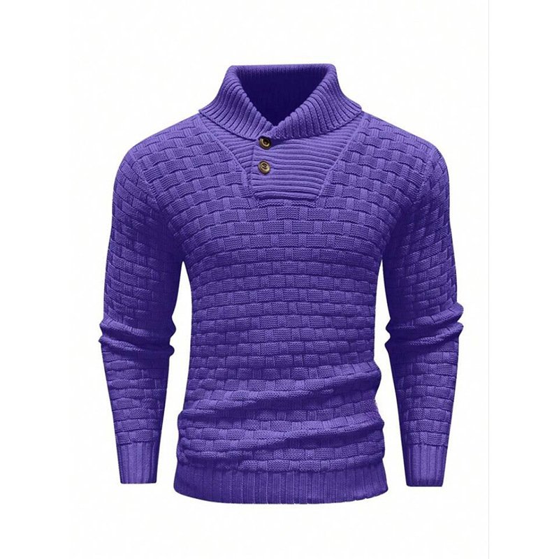 Men's Slim Turtleneck Sweater With Button Design Fashion Casual Solid Color Pullover Top Clothing – Bild 9