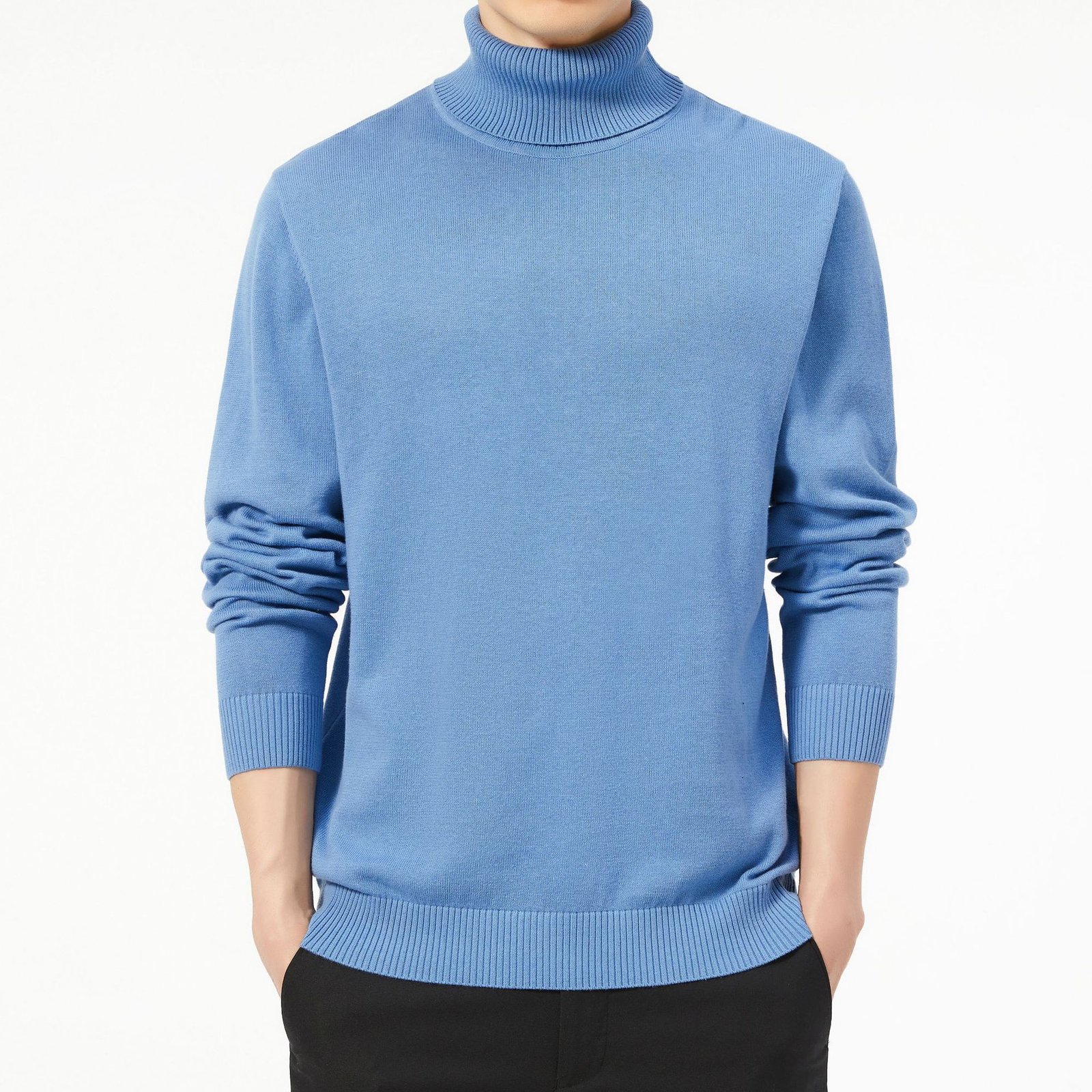 Solid Color Long Sleeve Turtleneck Pullover Men's Base Sweater – Bild 10