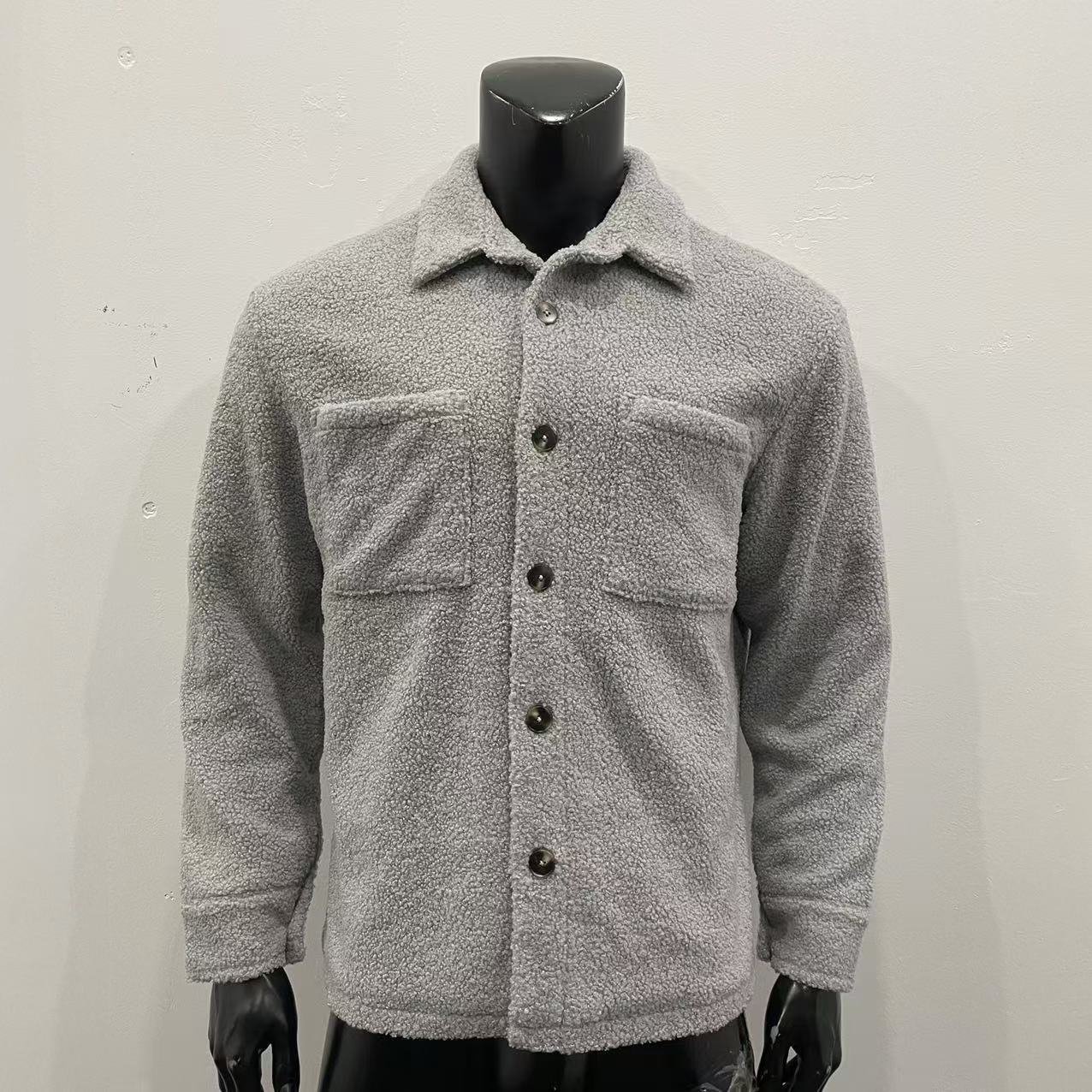 Fashion Solid Color Polo Collar Casual Lamb Wool Coat – Bild 5