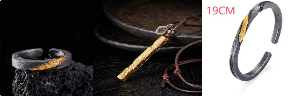 Bracelet Men's Pure Silver Personalized Retro Set In 24K Gold – Bild 10