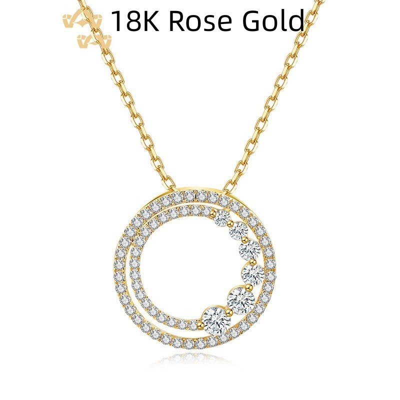 18K Gold Rose Gold Diamond Necklace Round – Bild 8