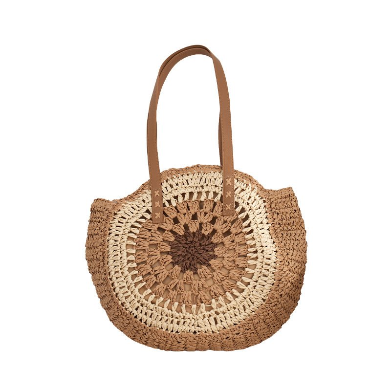 Women's Fashion Simple Multicolor Round Handmade Shoulder Straw Bag – Bild 2