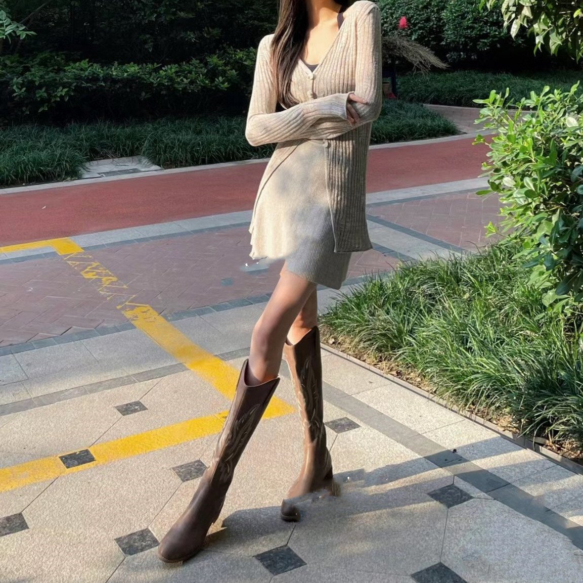 Retro Chunky Heel Embroidery Western Cowboy Boot Women – Bild 4