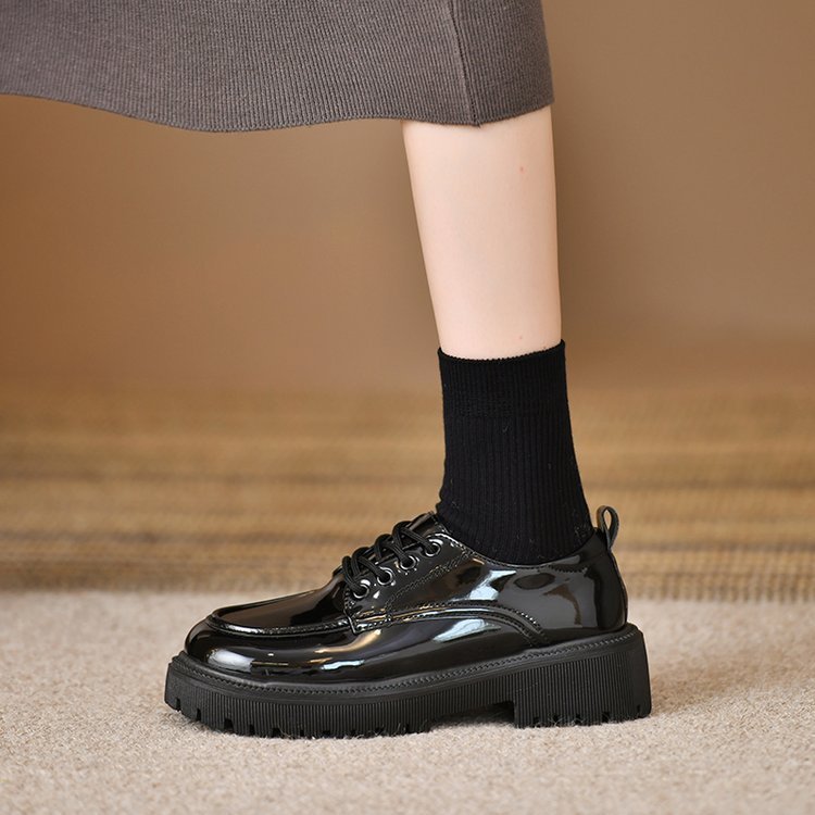 Platform Leather Shoes Women's British Style Slimming – Bild 3