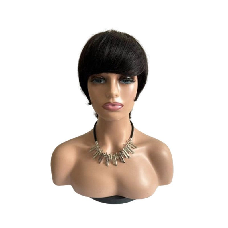 Short Straight Wig Women's Short Hair Head Cover Real Human Hair – Bild 5