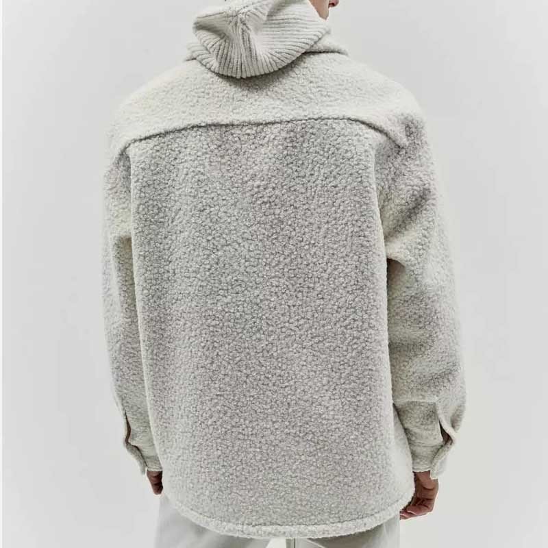 Fashion Solid Color Polo Collar Casual Lamb Wool Coat – Bild 2