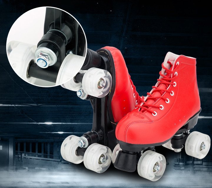 Big Red Cowhide Double Row Skates With Flashing Wheels And Wear Resistant – Bild 8