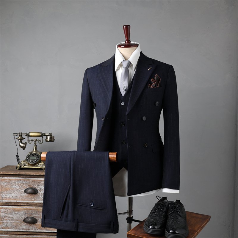 Double Breasted Stripes Suit Men's Suits – Bild 7