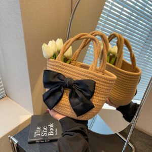 Portable Rainbow Woven Bag For Beach Vacation