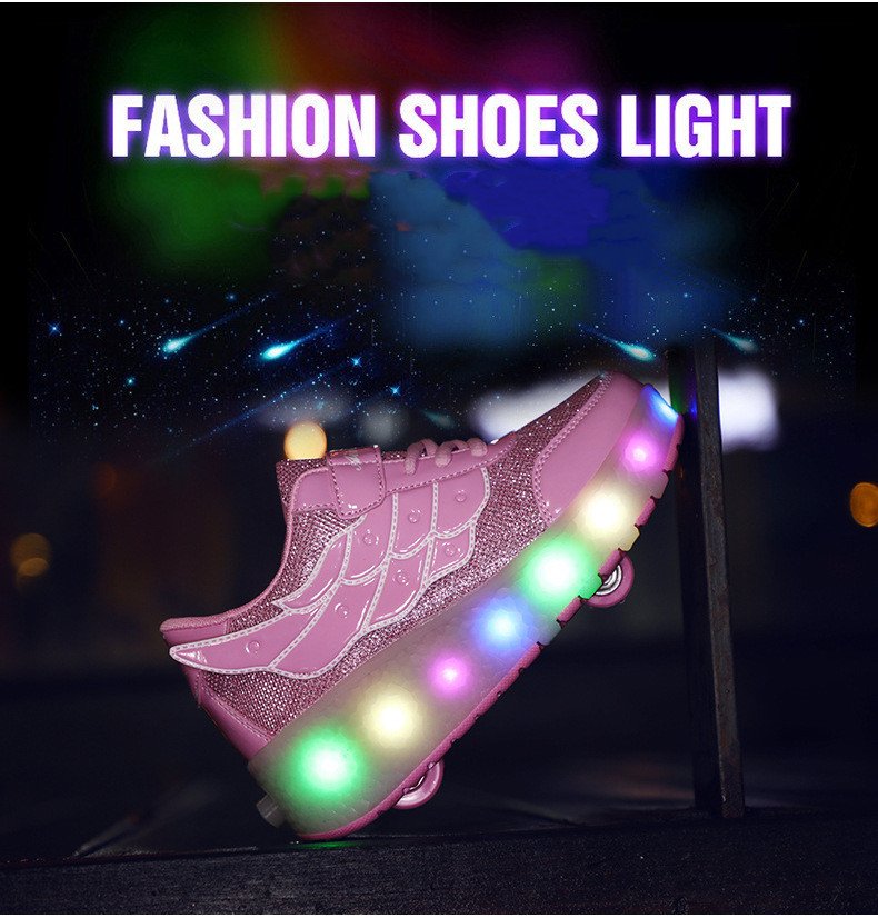 Children's Walking Shoes Teenage roller skates double wheel charging lamp skates flying roller skates sports wheels shoes – Bild 3