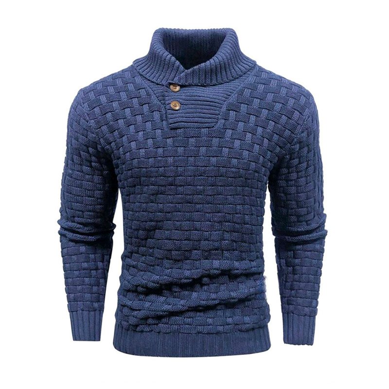 Men's Slim Turtleneck Sweater With Button Design Fashion Casual Solid Color Pullover Top Clothing – Bild 7