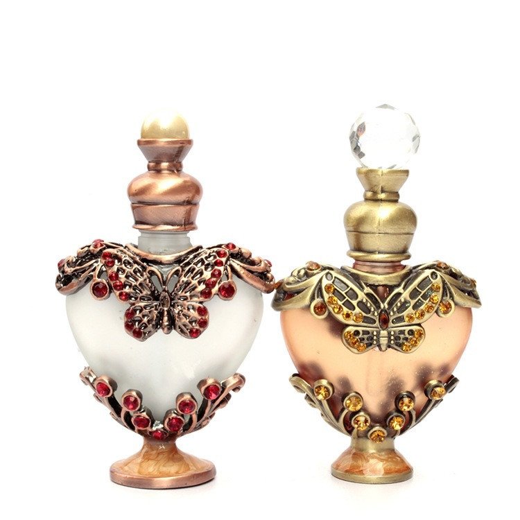 Heart-shaped Middle East Perfume Bottle with Colored Stones Single Bottle – Bild 2