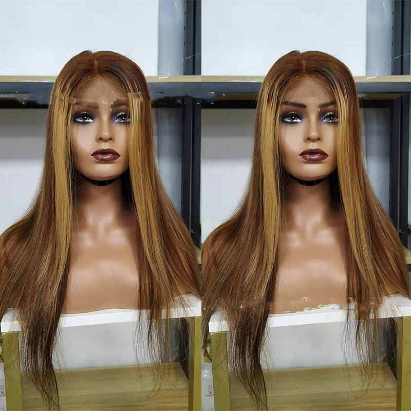 Piano Color P4.27 Brazilian Real Hair Wig Lace Wig 4X4 Straight Lace Front Wig – Bild 3