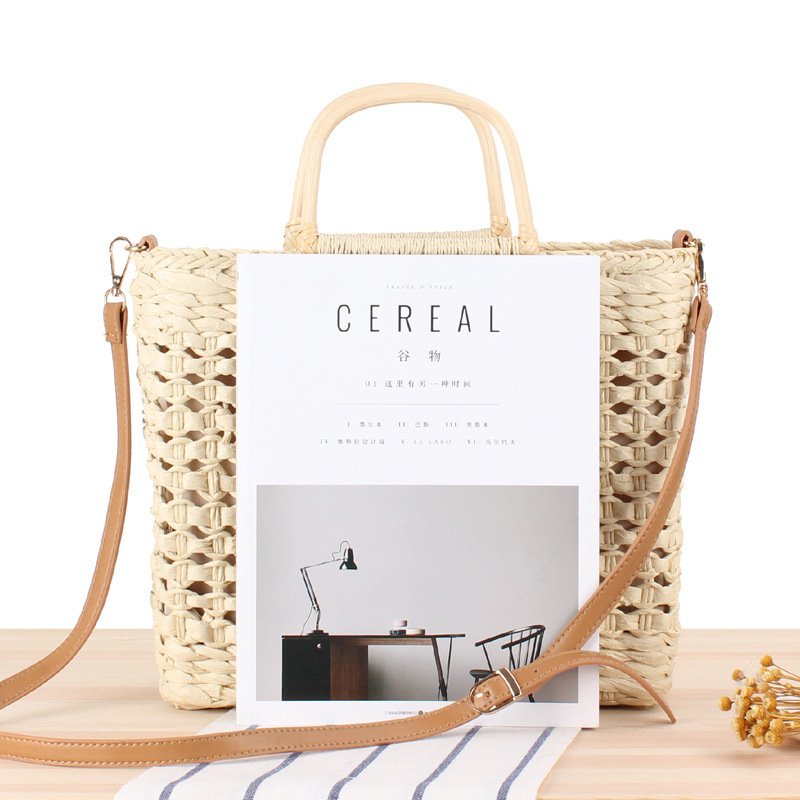 Simple Wind Straw Woven Bag Beach Handmade Hollow Woven Bag Holiday Female Bag – Bild 2