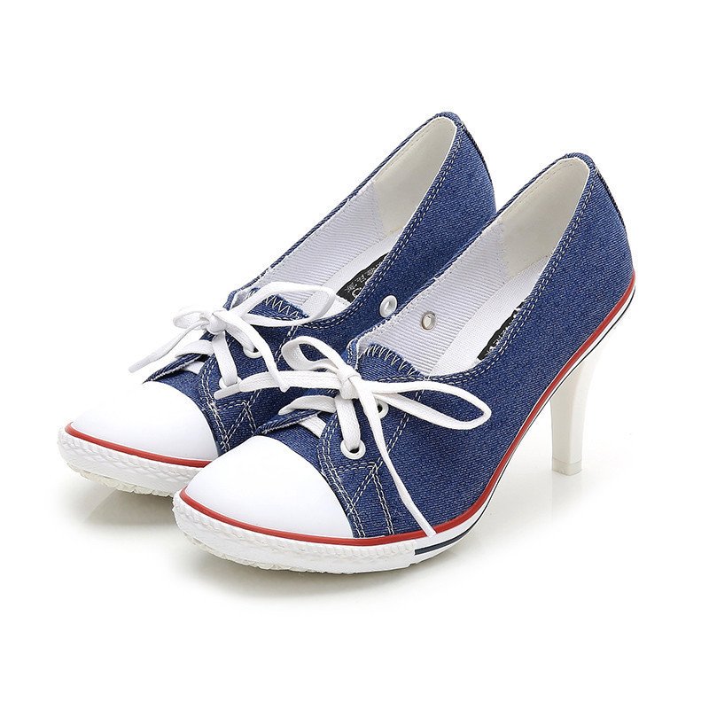 New Korean Style Single Shoes Women Fashion Casual Canvas Shoes Women's Shoes High Heels – Bild 4