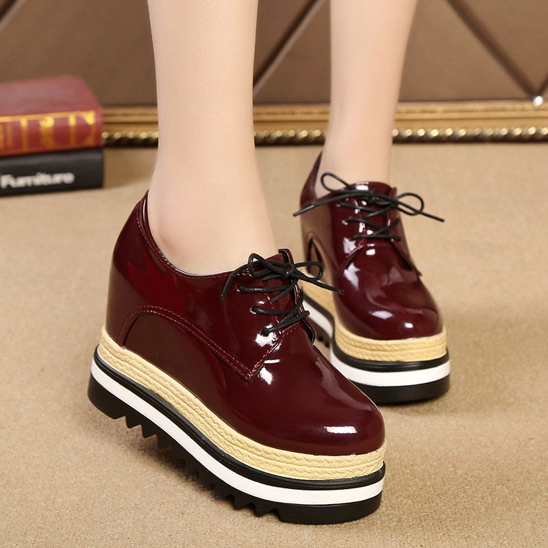 Student All-match Patent Leather Single Shoe Lace Up Casual Platform Platform Shoes – Bild 4