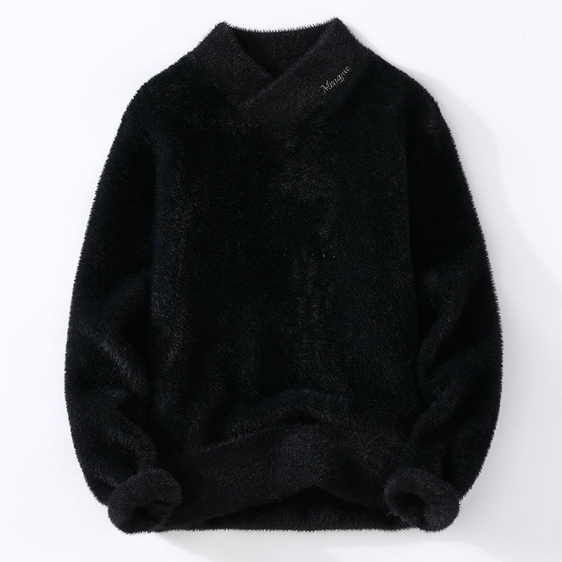 Autumn And Winter Crystal Mink Velvet Trendy Korean Style Half Turtleneck Knitted Sweater For Men – Bild 8