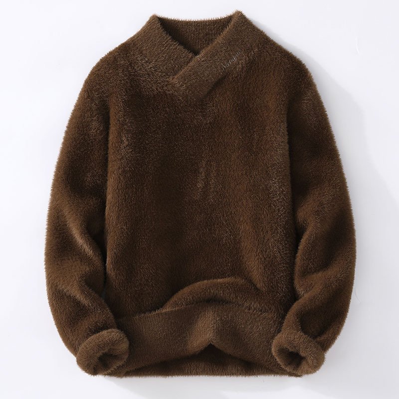 Autumn And Winter Crystal Mink Velvet Trendy Korean Style Half Turtleneck Knitted Sweater For Men – Bild 10
