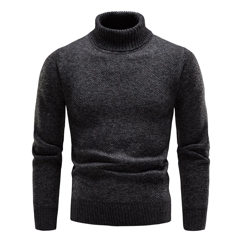 Men's Turtleneck Sweater Fashion Slim Fit Pullover Long-sleeved Knitted Top Solid Color Clothing – Bild 10