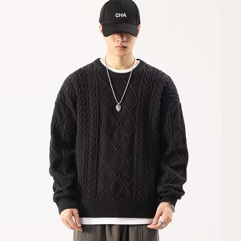 Round Neck Sweater Men's Loose Sweater – Bild 10
