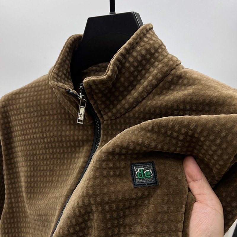 Polar Fleece Half Zipper Velvet Padded Thickened Sweater Men – Bild 6