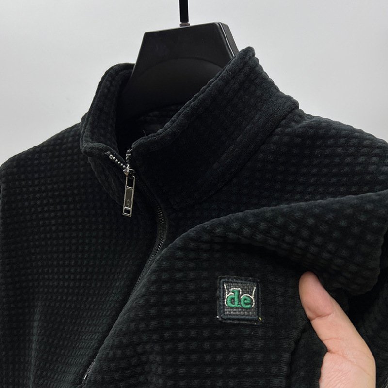 Polar Fleece Half Zipper Velvet Padded Thickened Sweater Men – Bild 10