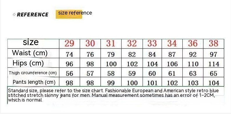 Retro Crumpled Hole Patch Elastic Straight Skinny Jeans – Bild 7