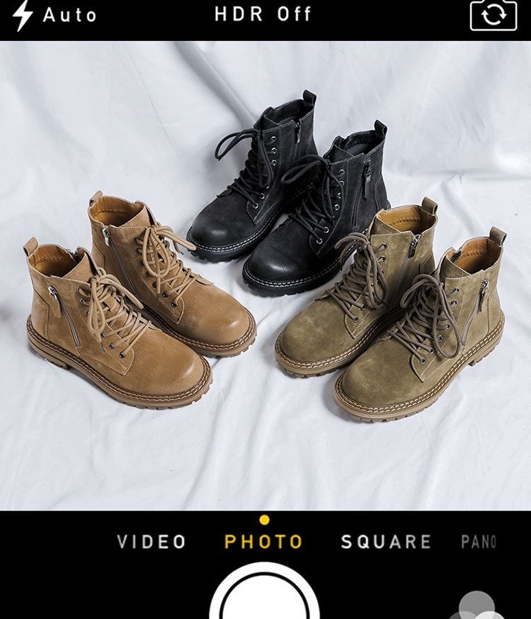 Side Zipper Seven-hole Super Popular Ins High Street Fashionable Handsome Ankle Boots – Bild 9