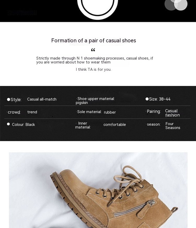 Side Zipper Seven-hole Super Popular Ins High Street Fashionable Handsome Ankle Boots – Bild 10