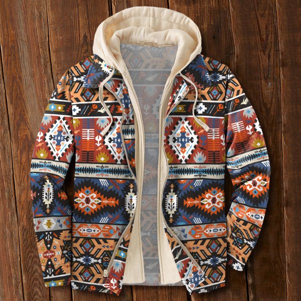 Personal Leisure Printed Men's Hooded Jacket Coat Cotton Coat – Bild 9