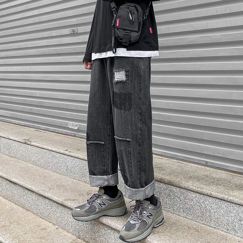 High Street Trousers Ripped Jeans Men Loose Straight Leg – Bild 3