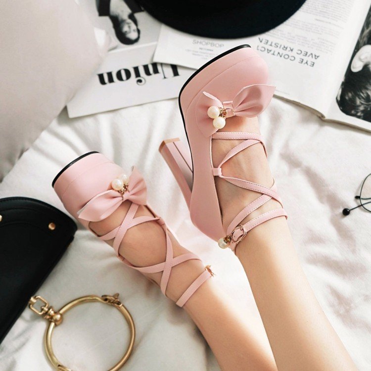 Round Toe Single Shoe Thick Heel Platform – Bild 2