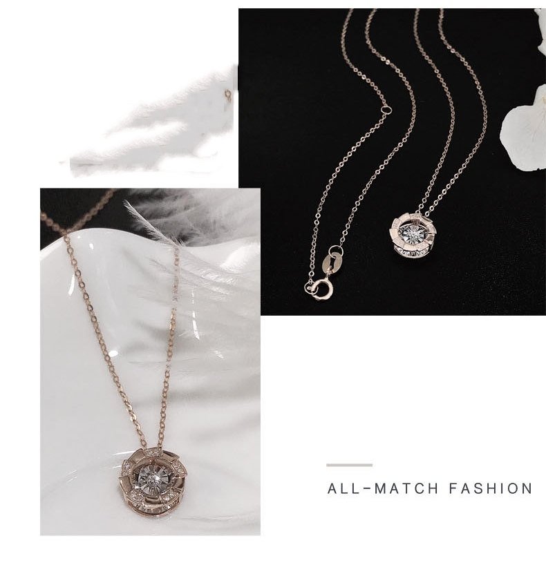 Rose Gold Pulsatile Heart Diamond Pendant Clavicle Chain – Bild 3