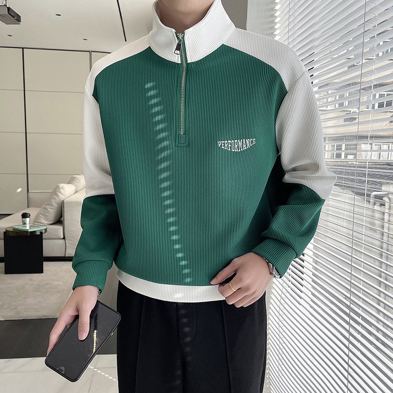 Spring And Autumn Stand Collar Half Zip New Pu Handsome Coat – Bild 2