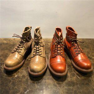 High-top Boots Leather All-match Mid-top Men's Shoes Trend