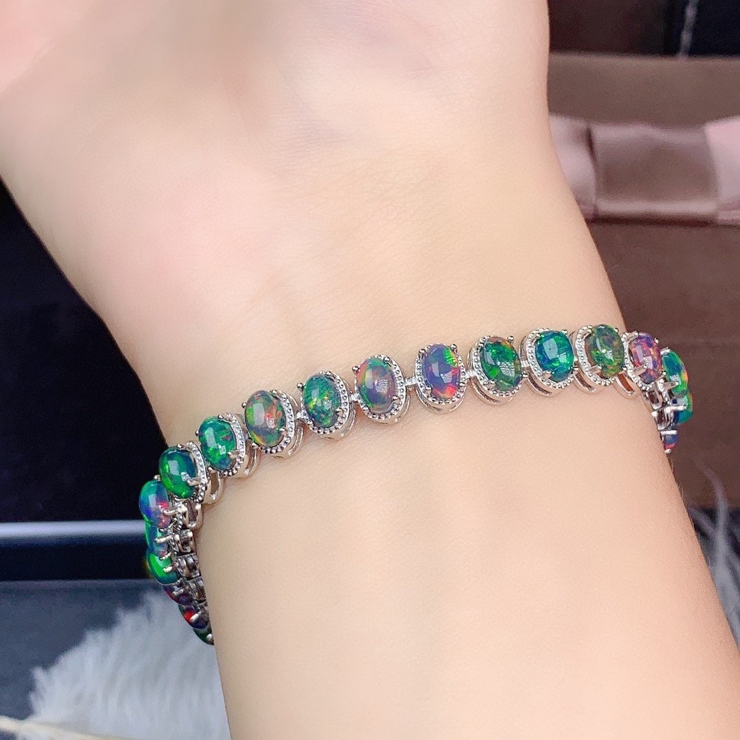 Natural Colorful Black Opal Bracelet Female Crystals – Bild 5