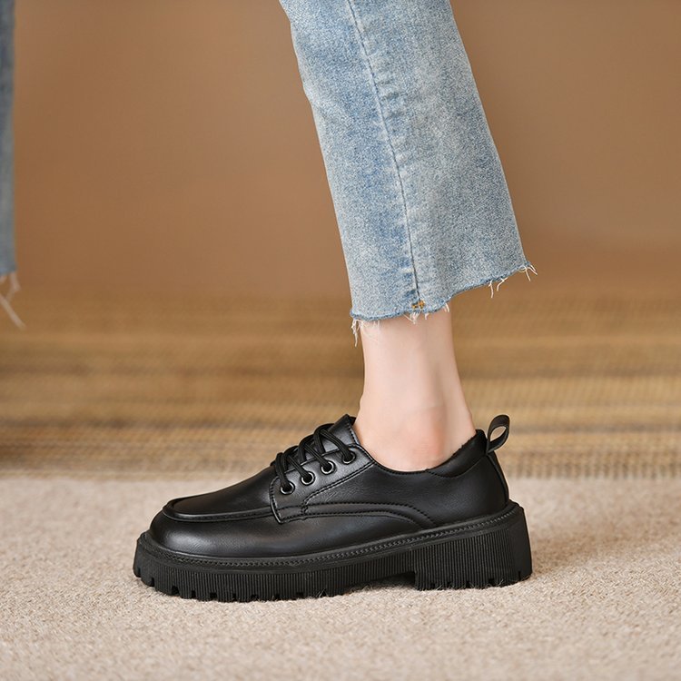 Platform Leather Shoes Women's British Style Slimming – Bild 7