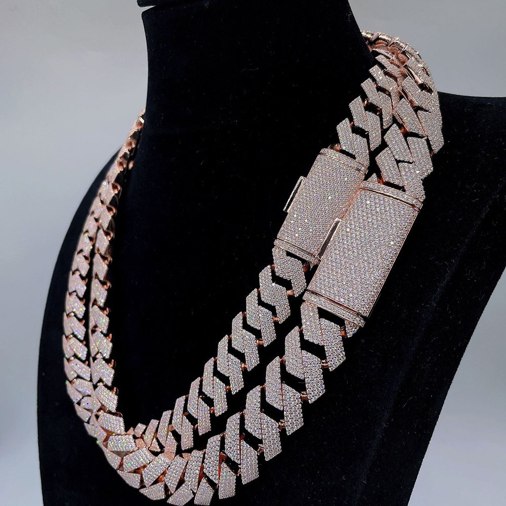 Moissanite Cuban Link Chain Necklaces S925 Silver – Bild 5
