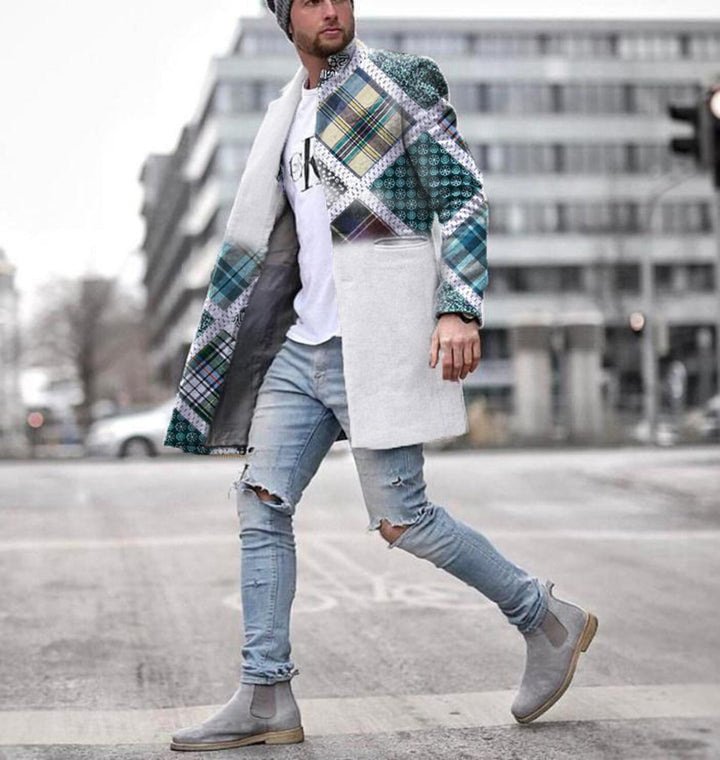 Men's Woolen Stand Collar Mid-length Trench Coat – Bild 3