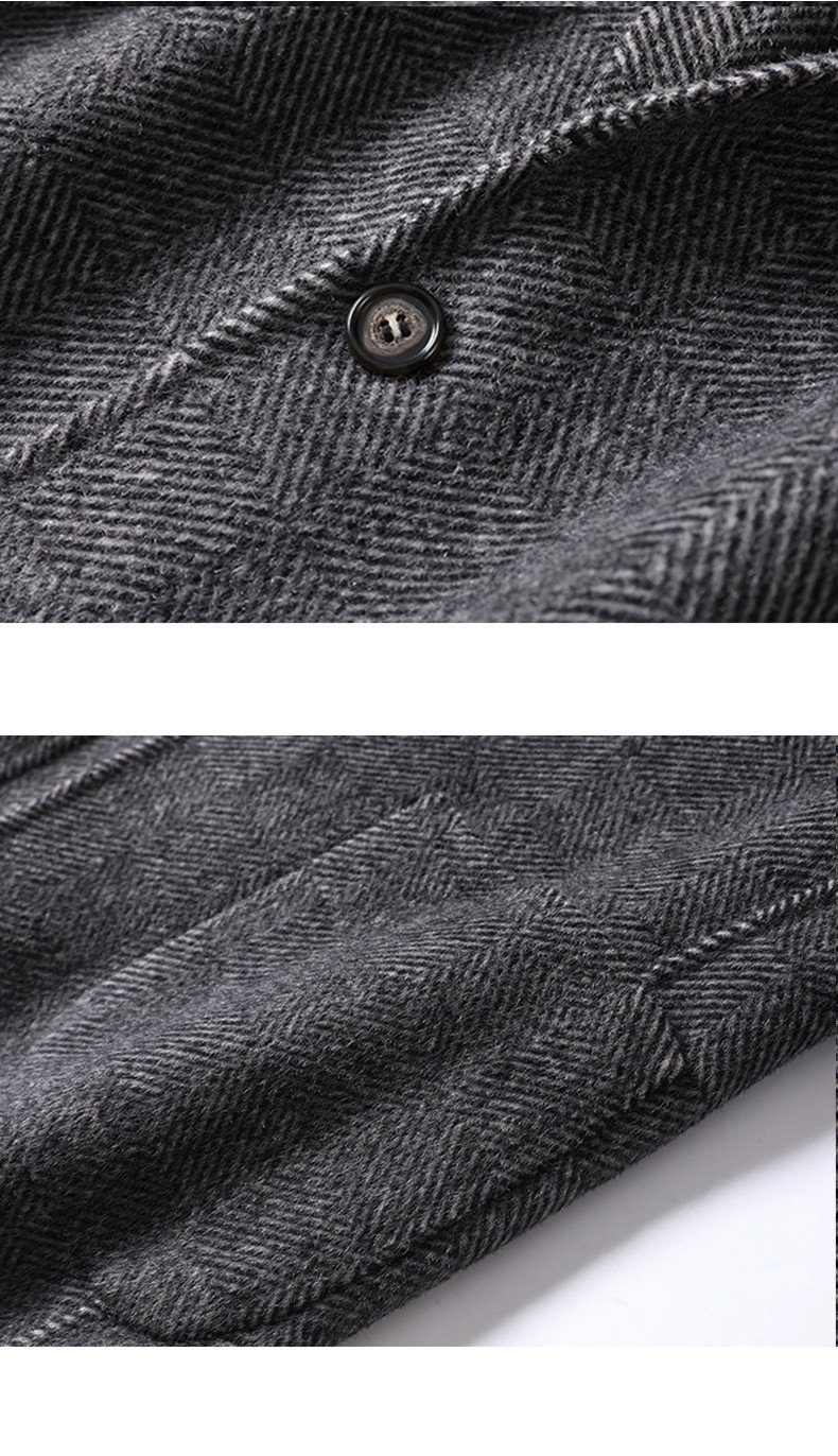 Cashmere Wool Coat Winter Plaid Long Casual Coat – Bild 10