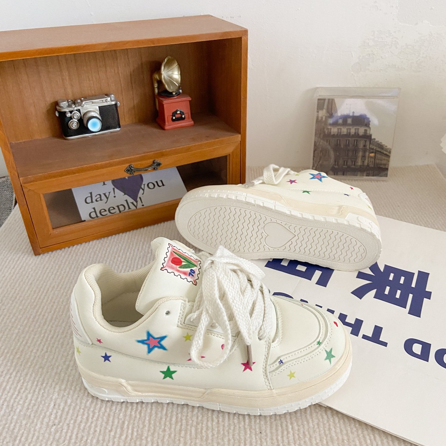 New Leather Flat Internet Celebrity Super Hot Fashion Platform Sneakers – Bild 3