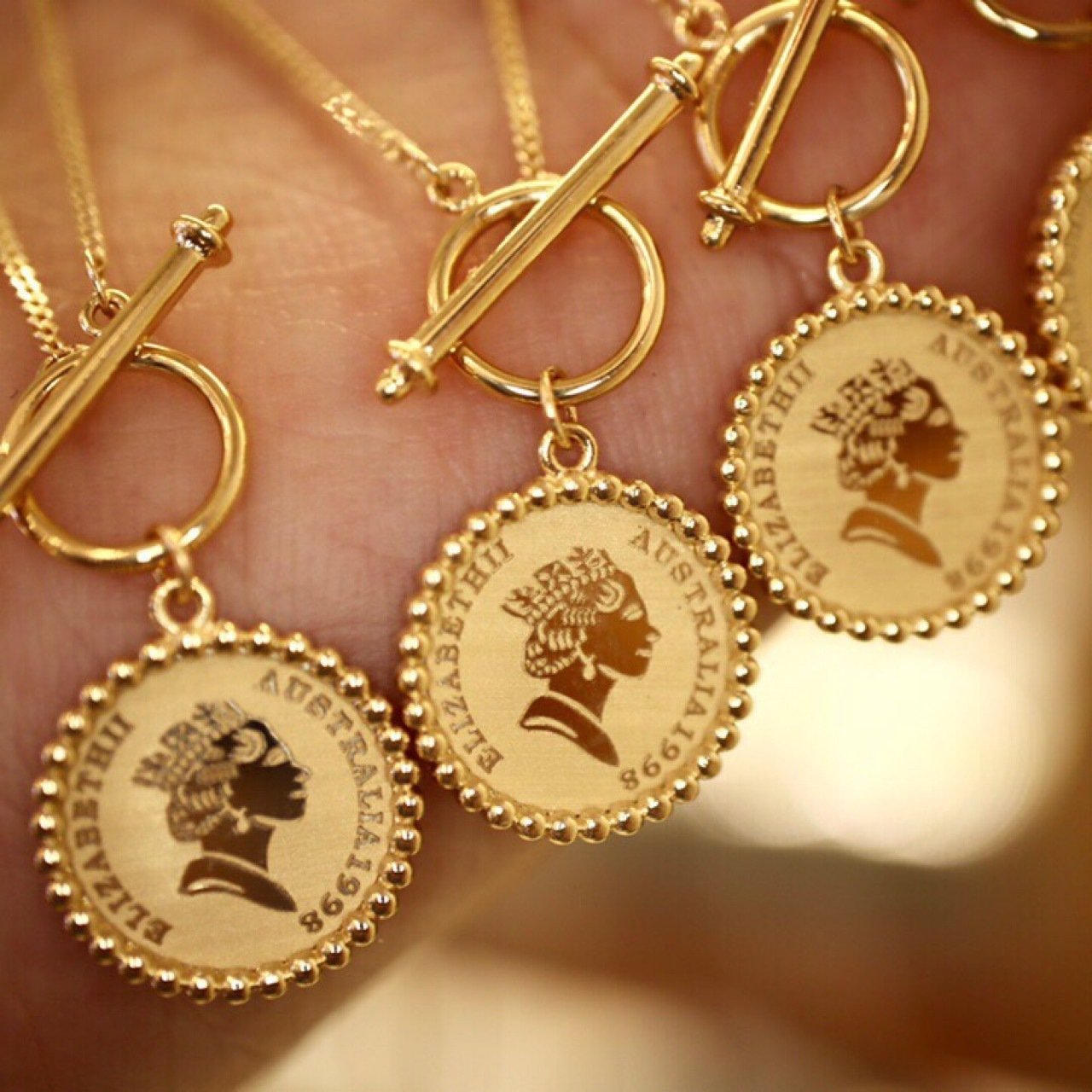 Gold Retro Round Brand Pure Jewelry Necklace – Bild 3