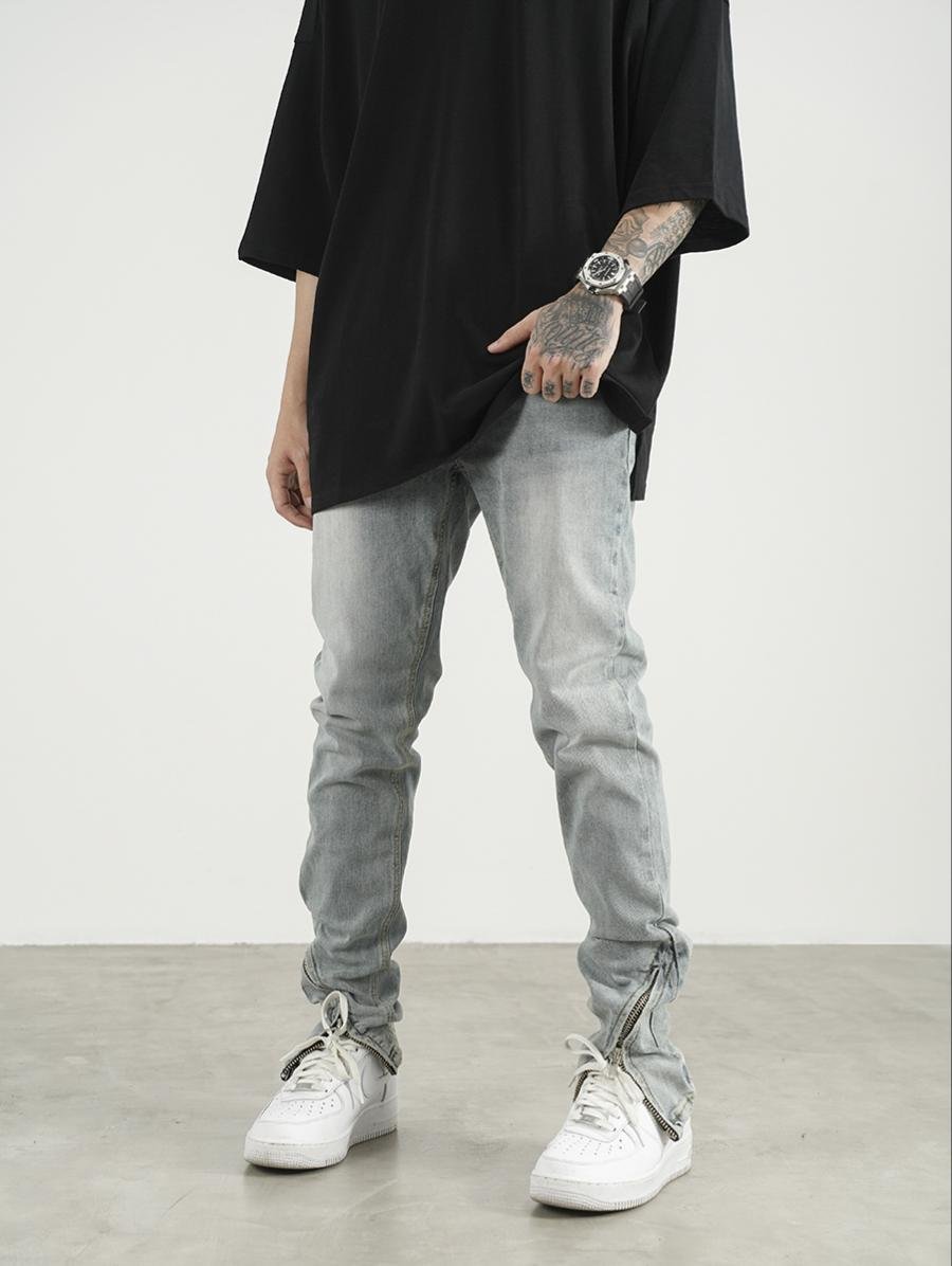 Men And Women High Street Scimitar Zipper Split Slim Jeans – Bild 4