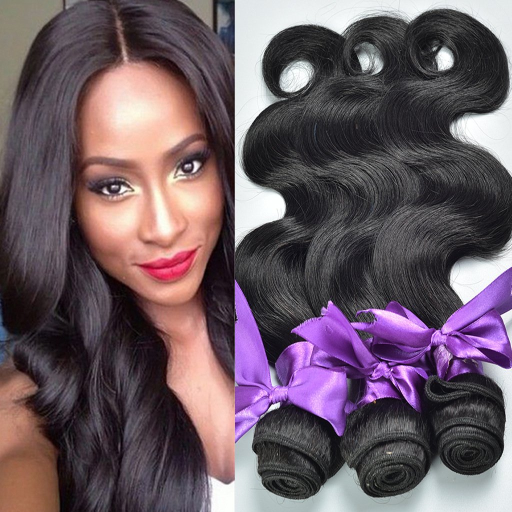 Real Hair Wig Hair Styling Hair Extension Body Wave Human Hair Weaves Bundle Deals Human Hair Extensions Natural & Jet Black – Bild 2