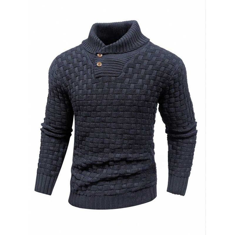 Men's Slim Turtleneck Sweater With Button Design Fashion Casual Solid Color Pullover Top Clothing – Bild 10