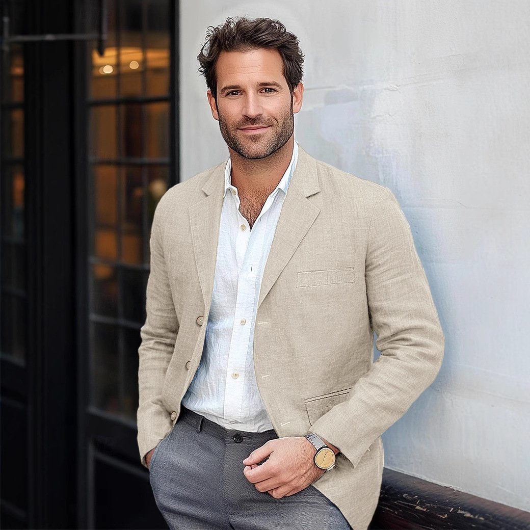 Men's Jacket Casual Cotton And Linen Suit – Bild 2