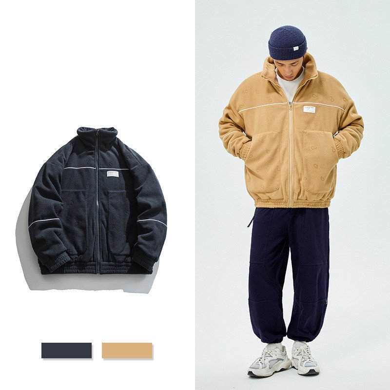New Japanese Lamb Fleece Zipper Loose Cotton Coat For Men – Bild 2