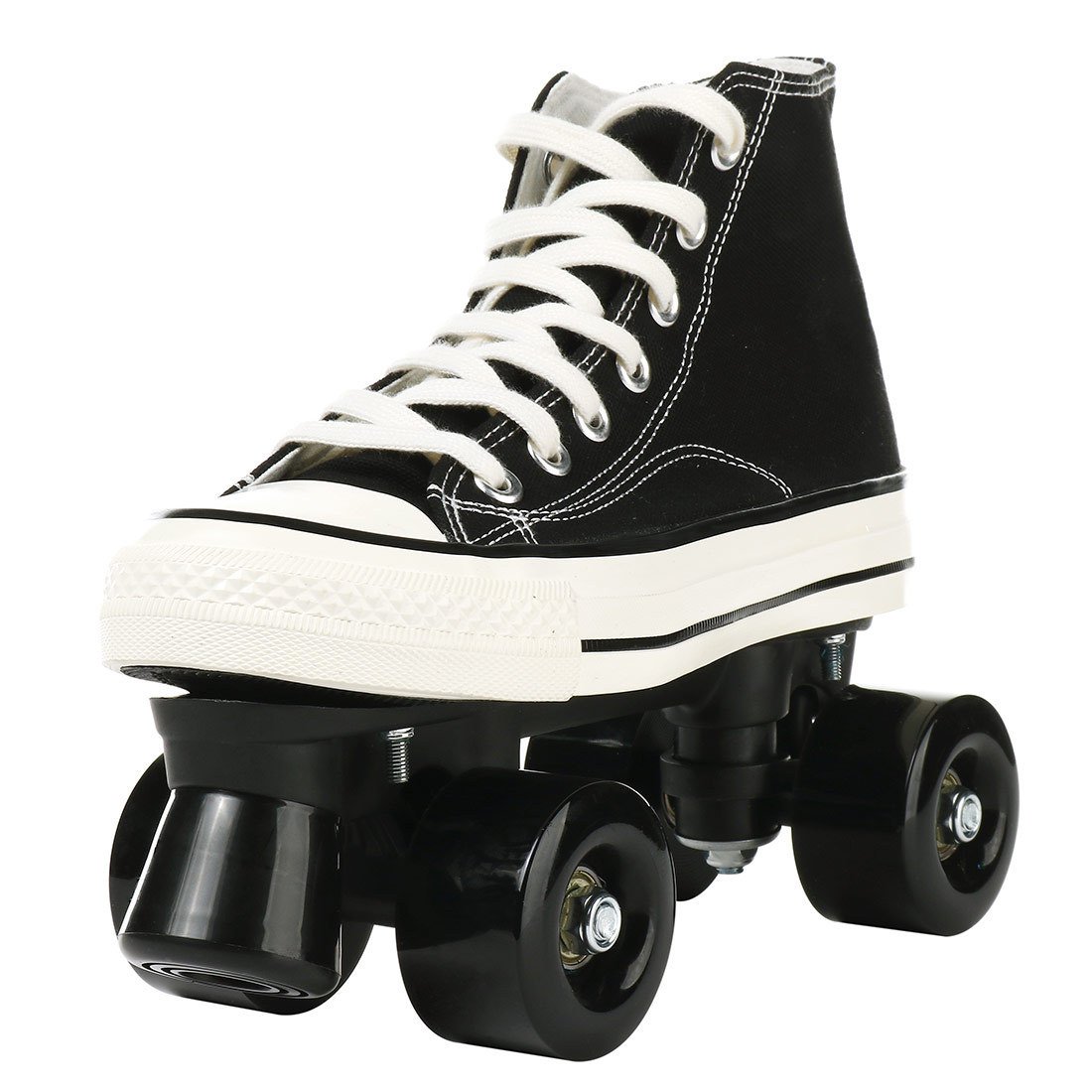 Canvas Black White Double Row Skates Adult Flash Roller Skating Rink Roller Skates – Bild 2