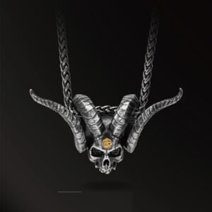 925 Silver Antique Pendant Inlaid With 18k Gold Punk Necklace