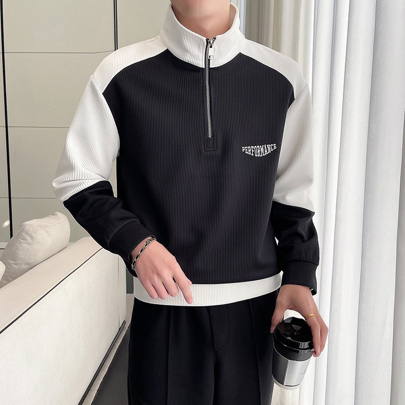 Spring And Autumn Stand Collar Half Zip New Pu Handsome Coat – Bild 6